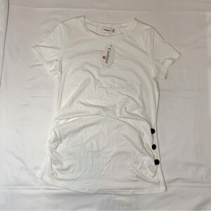 Maternity tops side ruched and button